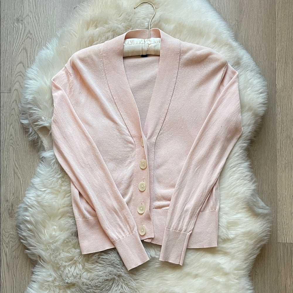 J. Crew Pale Pink Button Front V-Neck Cardigan